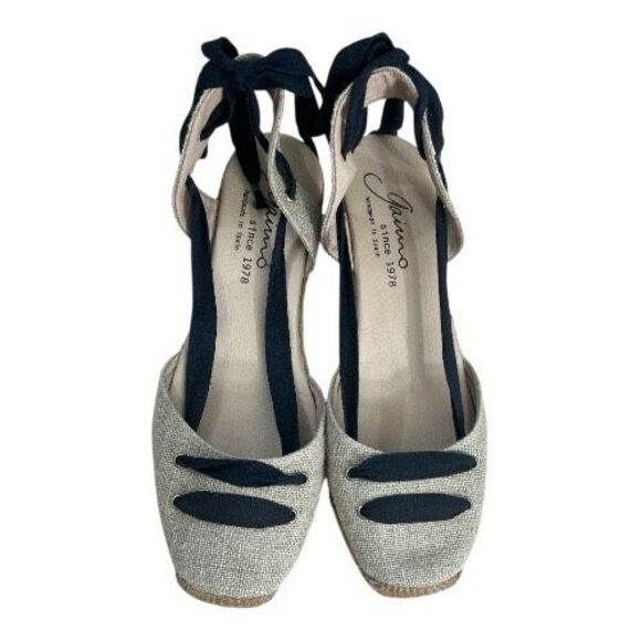 Gaimo Women Tan Black Espadrille Shoes Sandals Slingback Size 41 US 9-9.5 Wedge - Picture 4 of 11